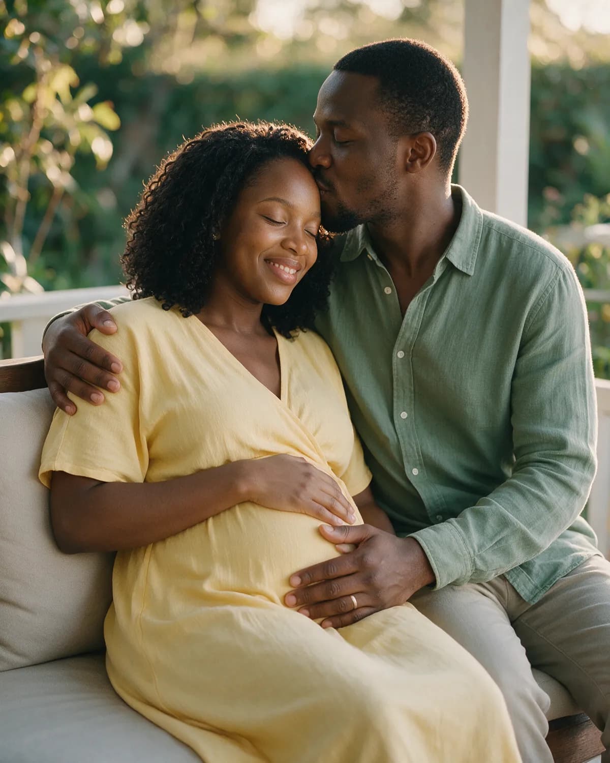 Mwila kissing Thandiwe’s forehead at dusk