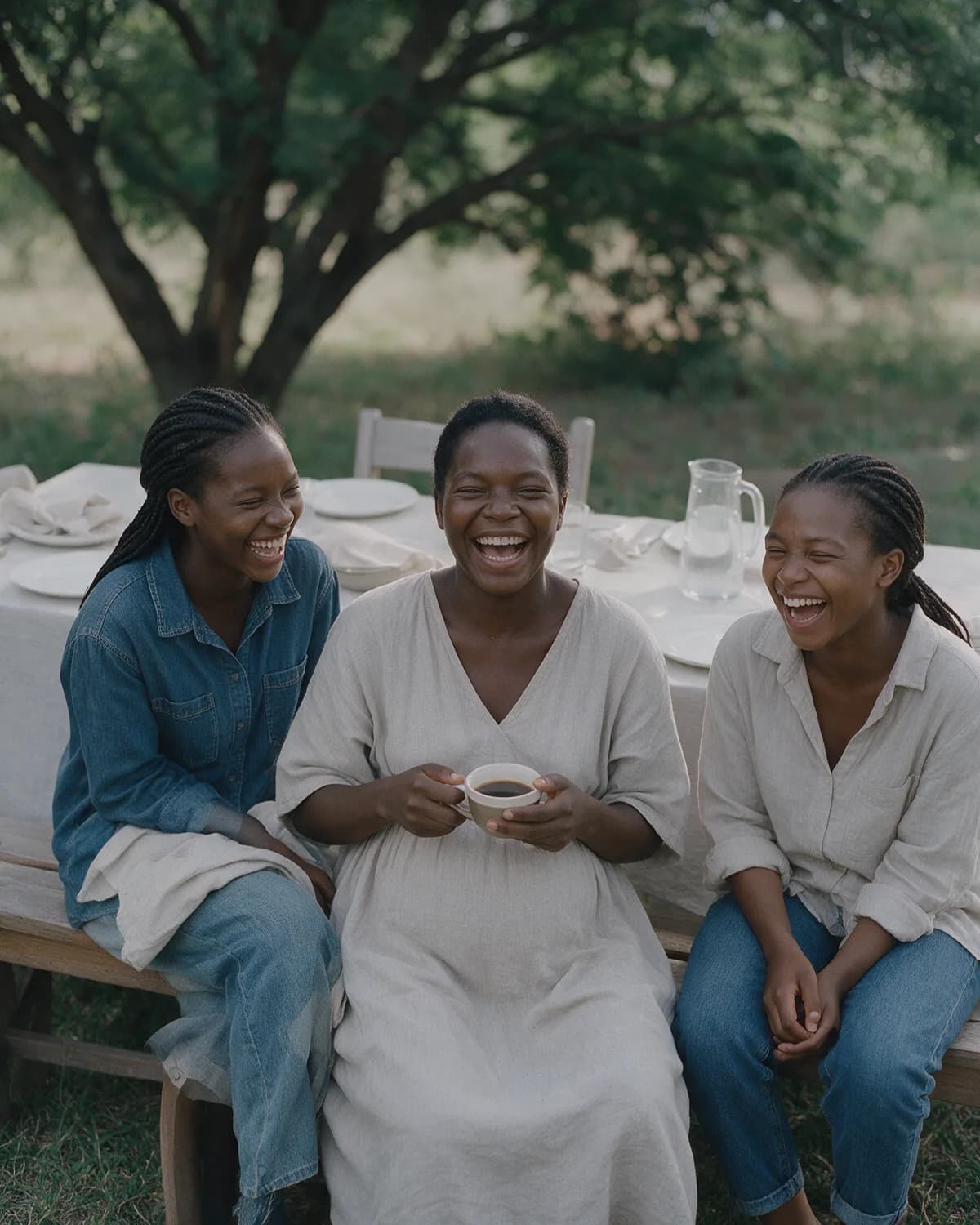 Buumba at the brunch table with her sisters